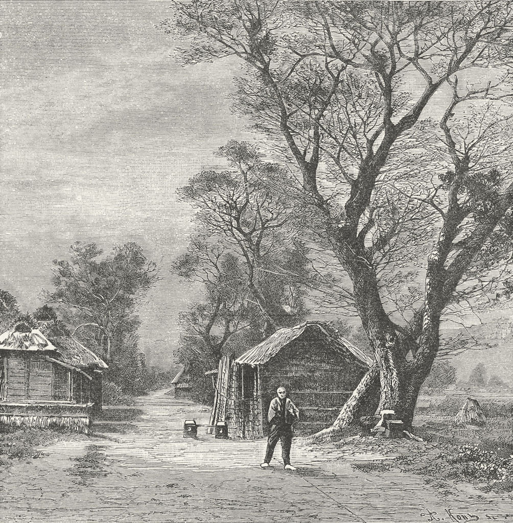 JAPAN. View, Tokaido Highway c1885 old antique vintage print picture